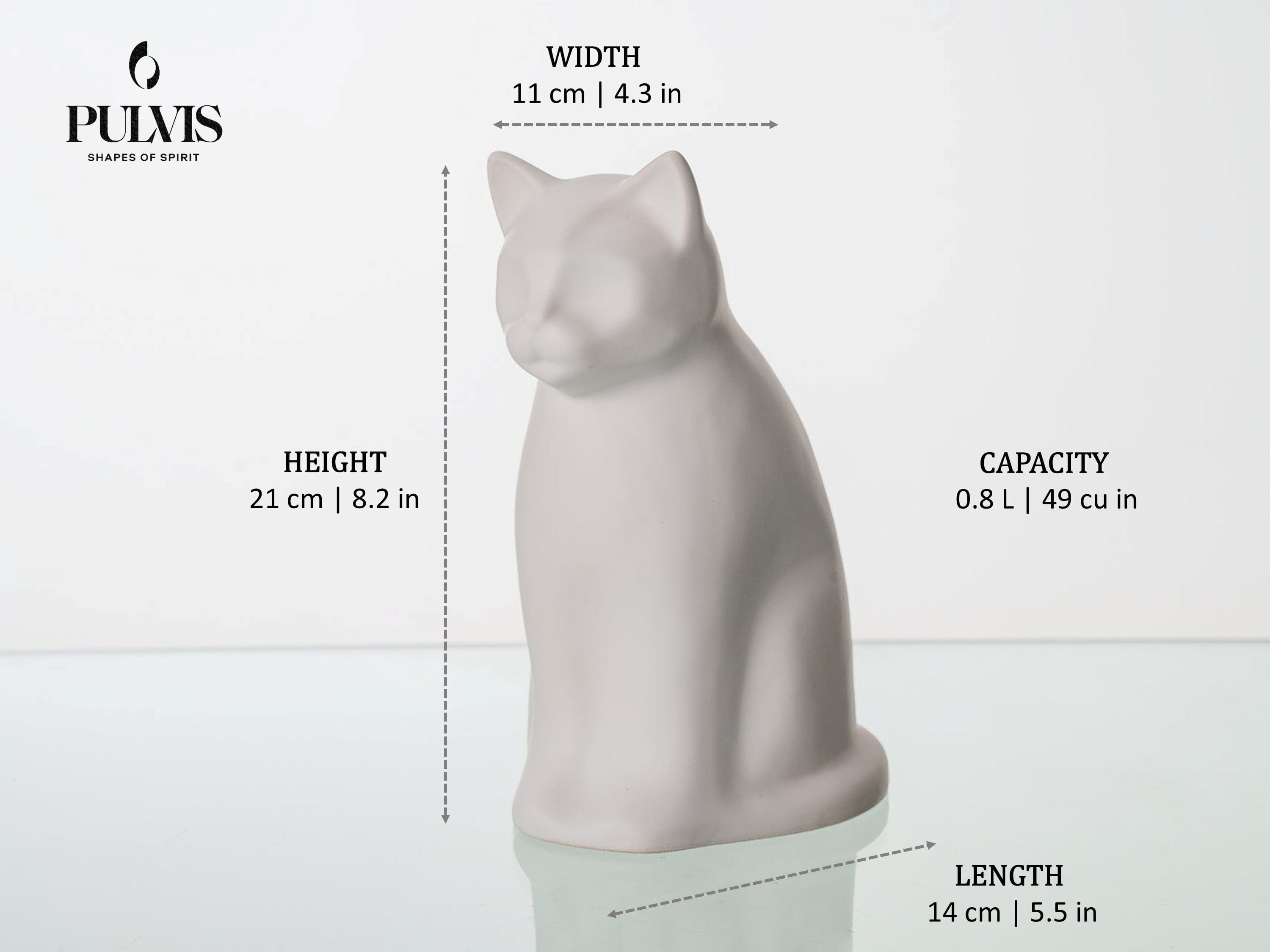 Pulvis Art Urns Pet Urn "Meow" Pet Urn for Cat - Gray Matte | Ceramic | Handmade