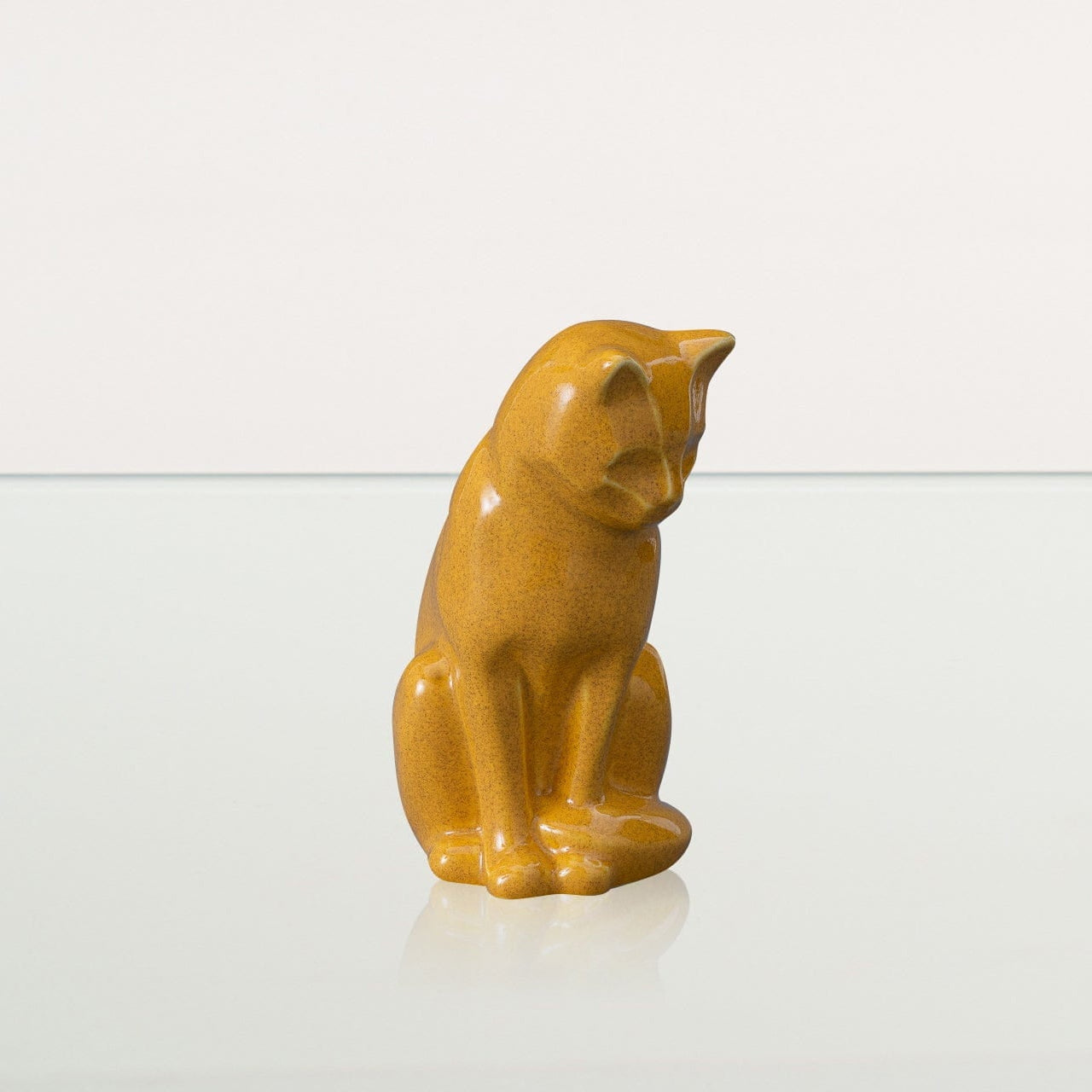Mini Pet Urn for Ashes Neko - Amber Yellow | Ceramic | Handmade Cat Urn - Pulvis Art Urns
