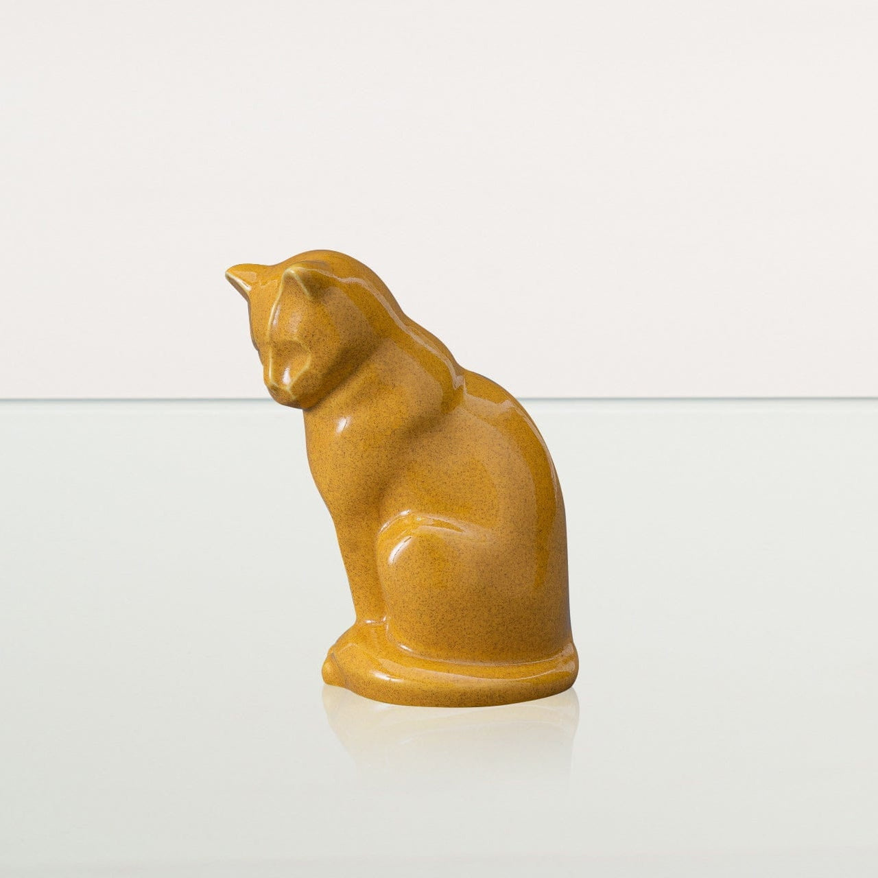 Mini Pet Urn for Ashes Neko - Amber Yellow | Ceramic | Handmade Cat Urn - Pulvis Art Urns