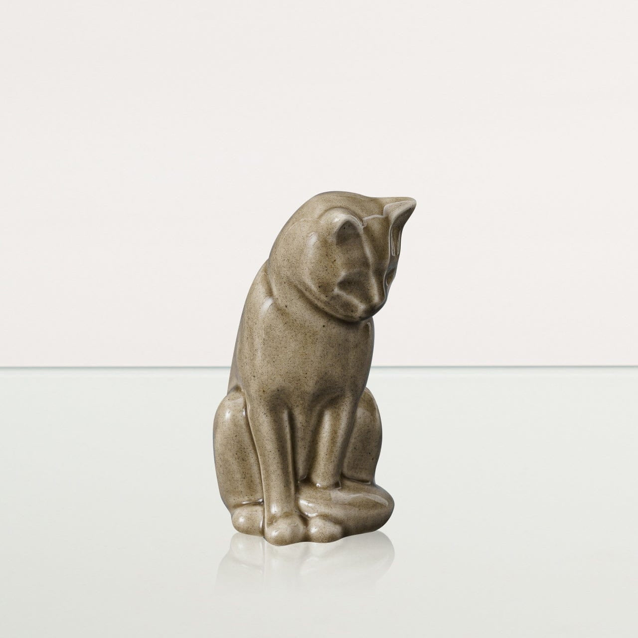Mini Pet Urn for Ashes Neko - Beige Gray | Handmade | Ceramic Cat Urn - Pulvis Art Urns