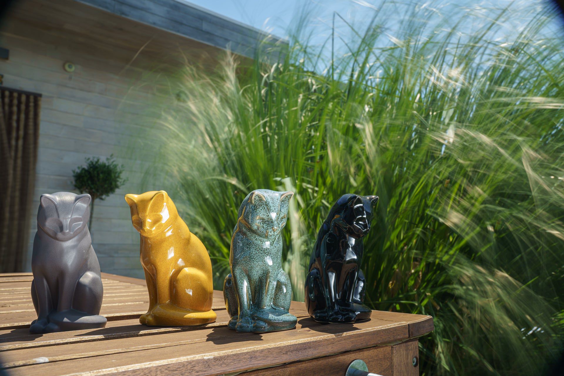 Mini Pet Urn for Ashes Neko - Beige Gray | Handmade | Ceramic Cat Urn - Pulvis Art Urns