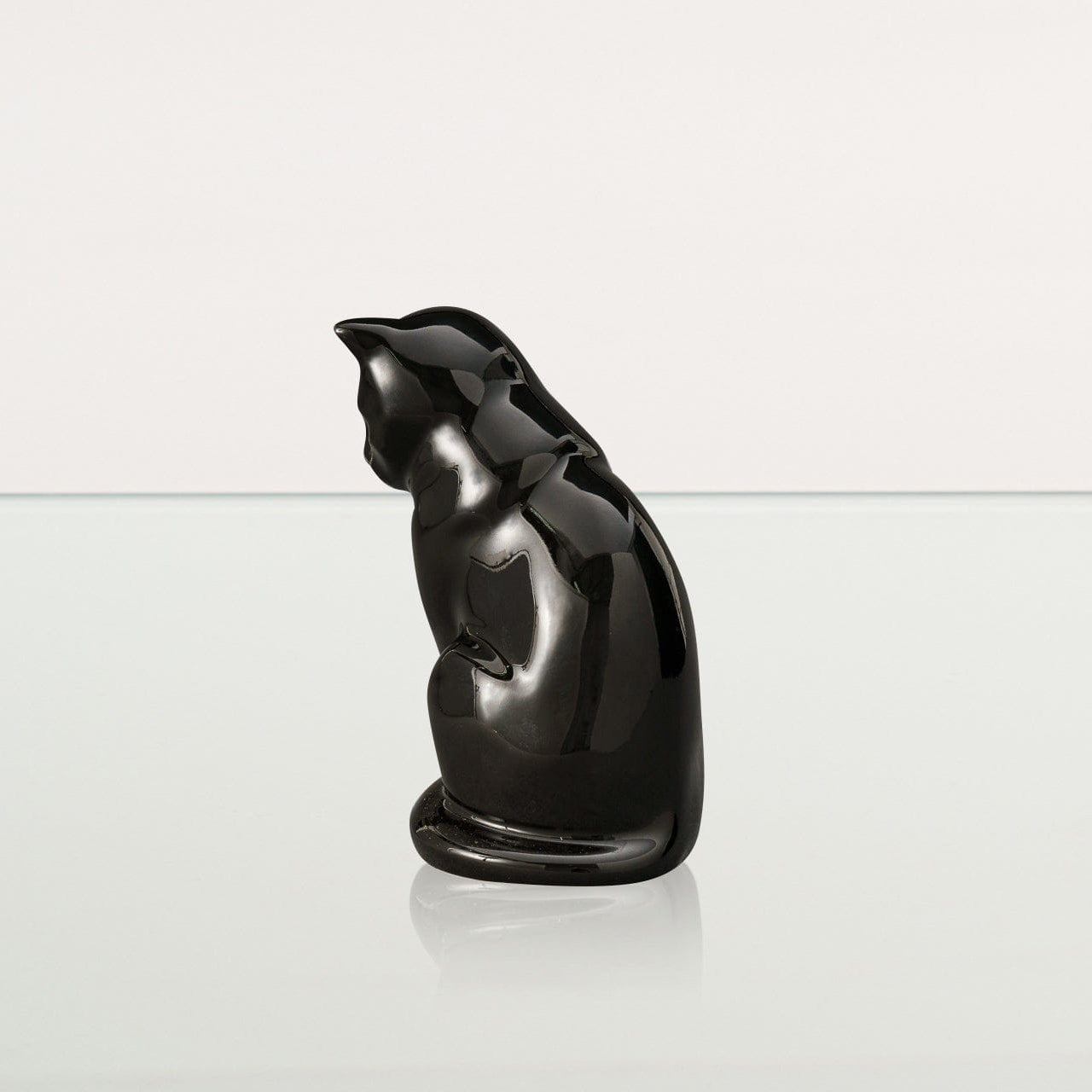 Mini Pet Urn for Ashes Neko - Lamp Black | Handmade | Ceramic Cat Urn - Pulvis Art Urns