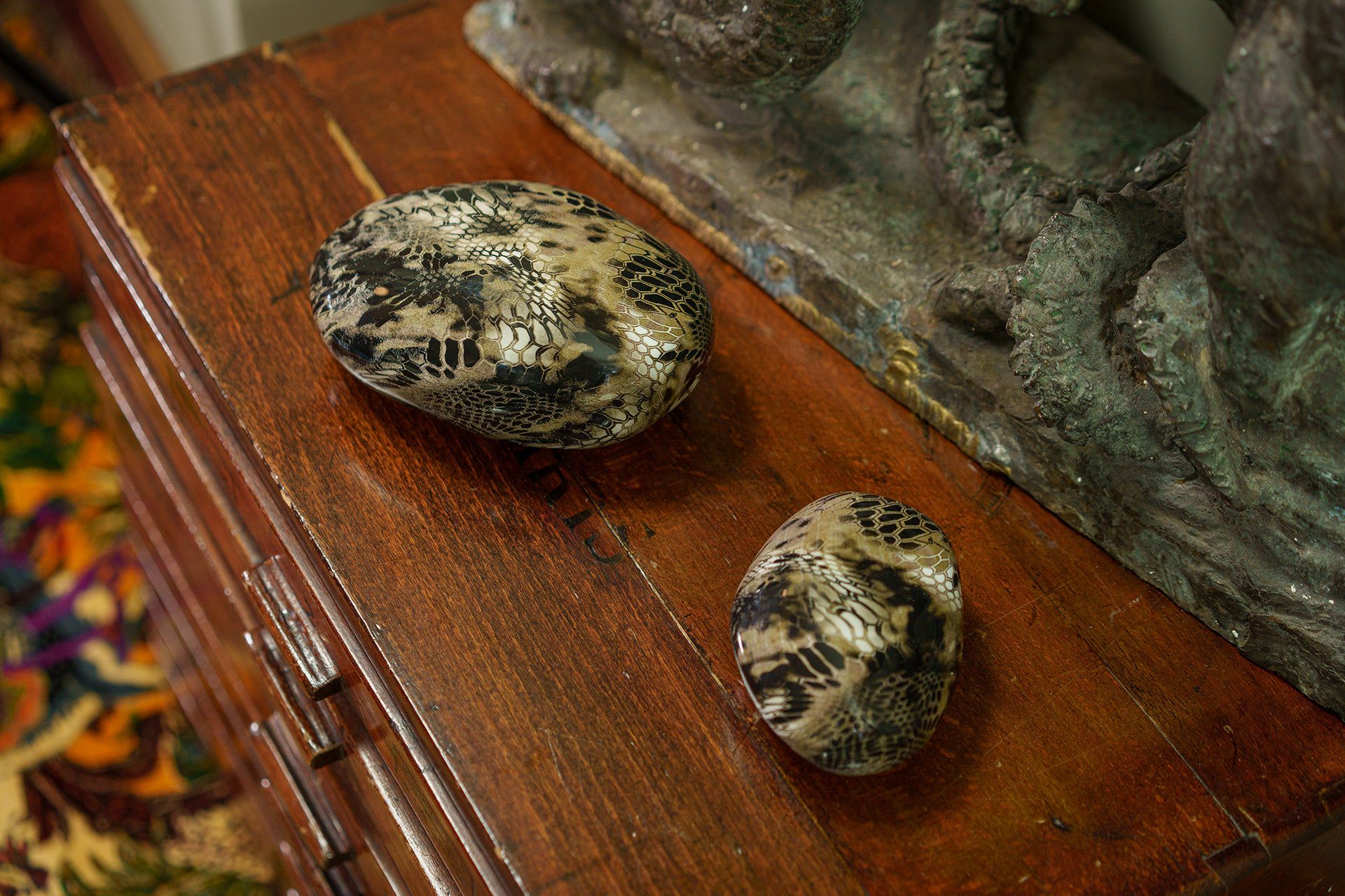 Mini Reptile Urn - Beige | Ceramic | HydroGraphics - Pulvis Art Urns