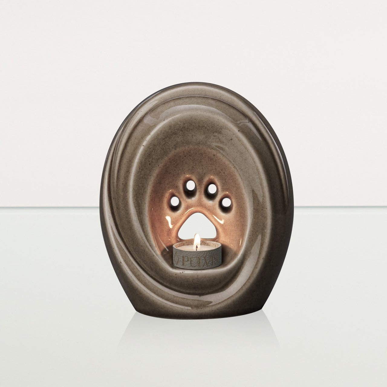 Paw Pet Urn for Ashes - Beige Grey | Ceramic | Handmade - Pulvis Art Urns