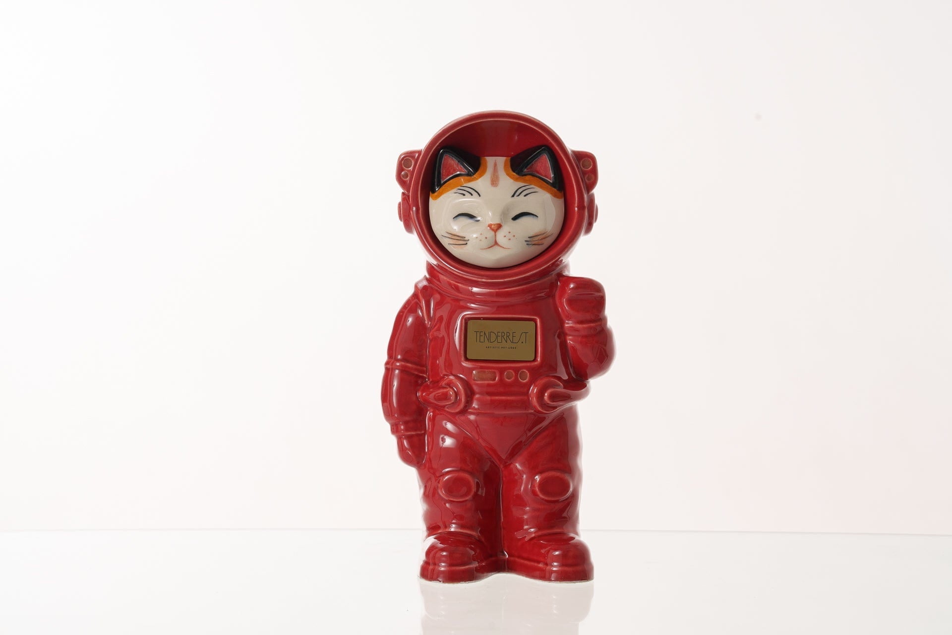 Pulvis Art Urns Pet Cremation Urn Sora / Red / Yes (+$50) Hand Decorated Pet Urn - Cat | Ceramic Handmade Figure