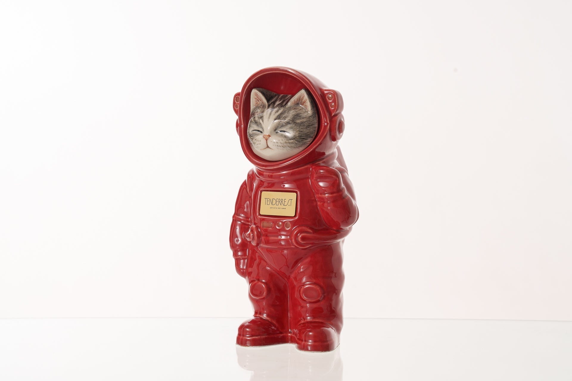 Pulvis Art Urns Pet Cremation Urn Lyra / Red / Yes (+$50) Hand Decorated Pet Urn - Cat | Ceramic Handmade Figure