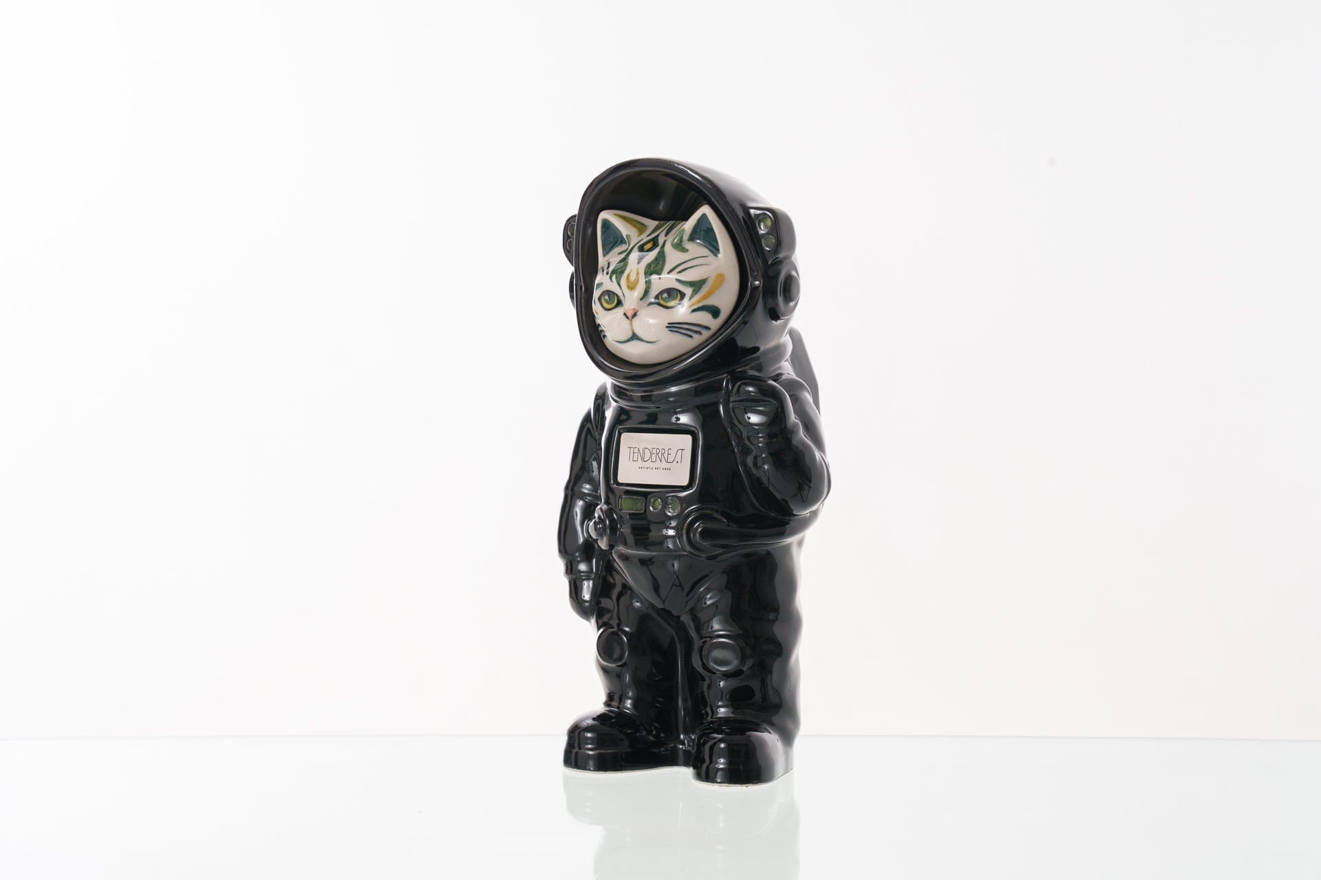 Pulvis Art Urns Pet Cremation Urn Lunar / Black / Yes (+$50) Hand Decorated Pet Urn - Cat | Ceramic Handmade Figure