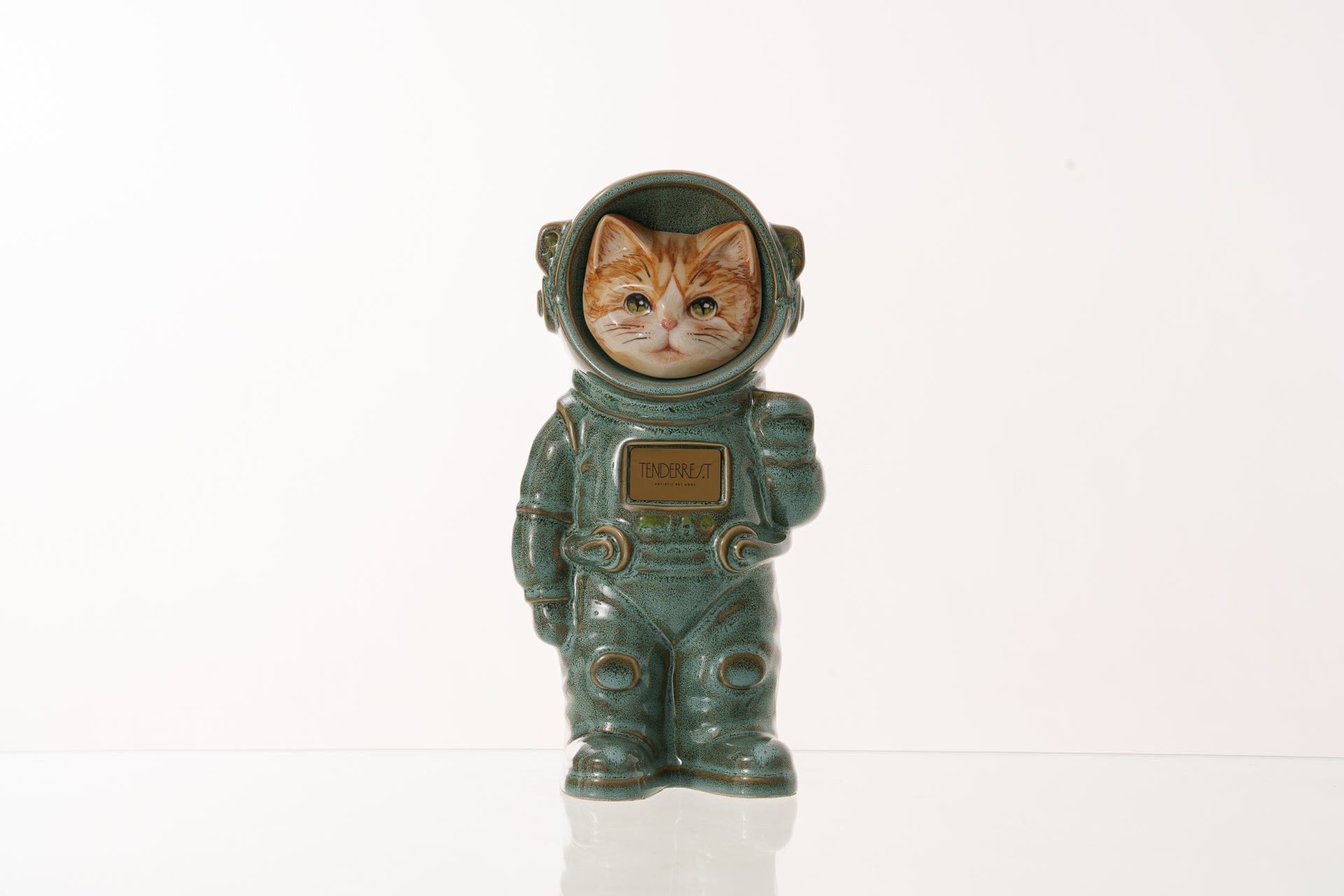 Pulvis Art Urns Pet Cremation Urn Helios / Oily Green / Yes (+$50) Hand Decorated Pet Urn - Cat | Ceramic Handmade Figure