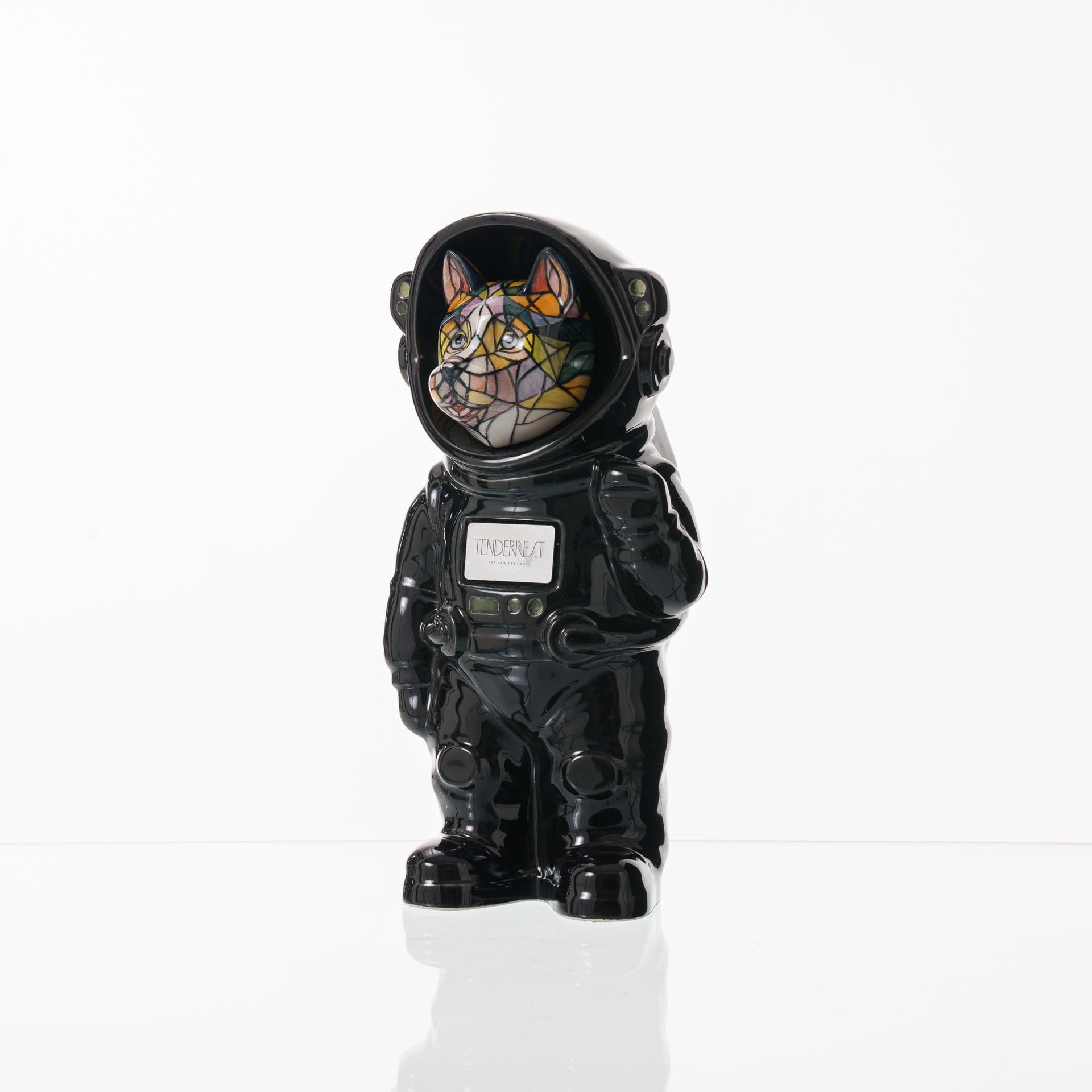 Pulvis Art Urns Pet Cremation Urn Polaris / Black / No Hand Decorated Pet Urn - Dog | Ceramic Handmade Figure