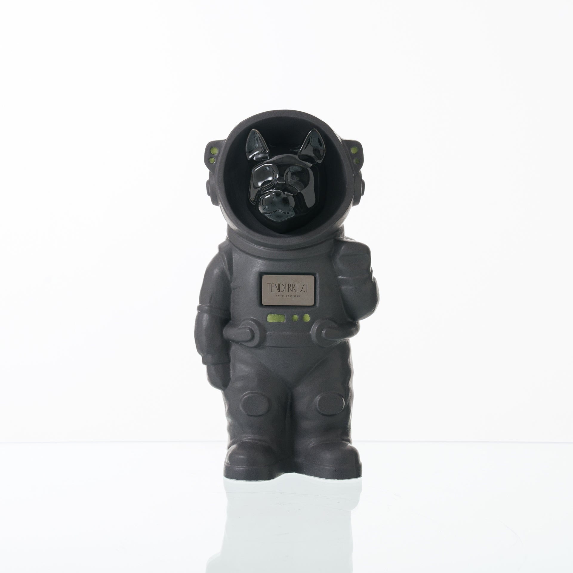 Pulvis Art Urns Pet Cremation Urn Gray Matte / Black / Yes (+$50) Customizable Pet Cremation Urn - Dog | Ceramic Handmade Figure