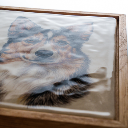 Pulvis Art Urns Custom Pet Urn - Moment In Time - Hand Decorated Ceramic Tile | Wall Mounted | Frame Urn
