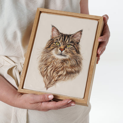 Pulvis Art Urns Custom Pet Urn - Moment In Time - Hand Decorated Ceramic Tile | Wall Mounted | Frame Urn