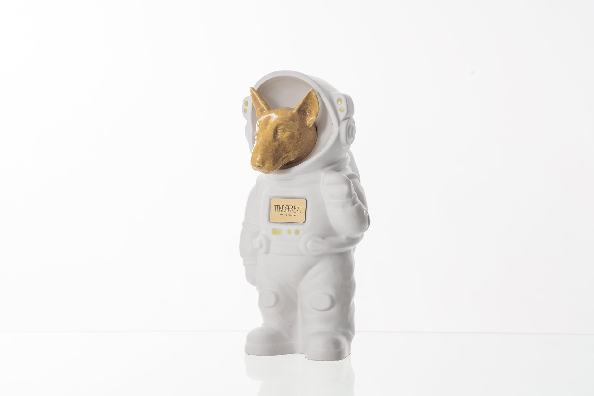 Pulvis Art Urns Pet Cremation Urn White Matte / Yellow / Yes (+$50) Dog Cremation Urn Bull Terrier - Customizable Figure | Pet Urn