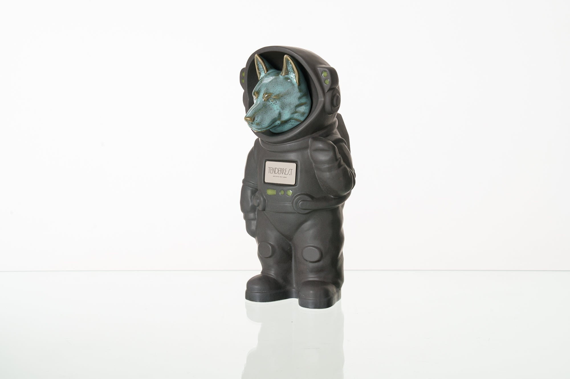 Pulvis Art Urns Pet Cremation Urn Gray Matte / Oily Green / Yes (+$50) Dog Cremation Urn German Shepherd - Customizable Figure | Ceramic Pet Urn