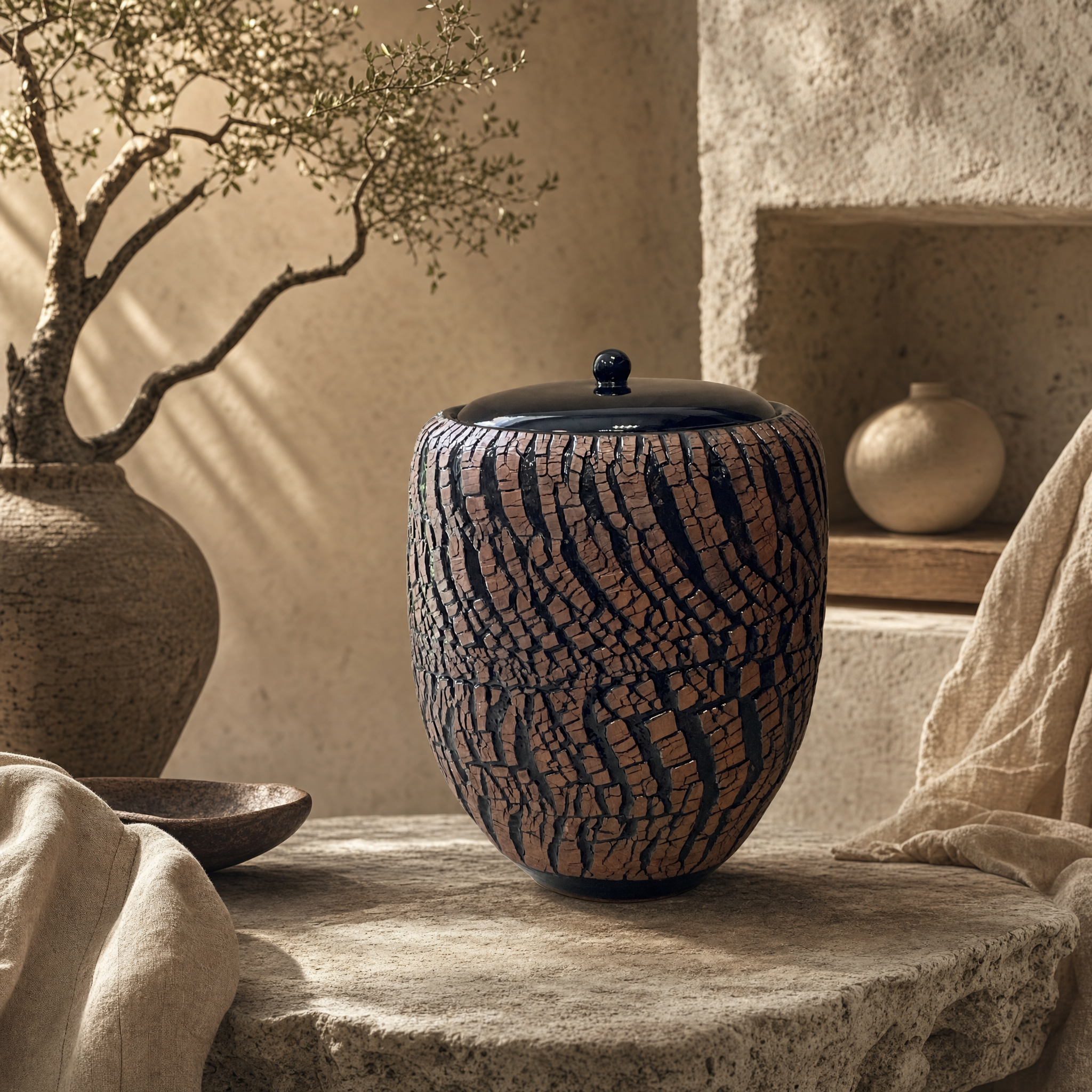 Handmade Cramation Urn for Ashes - Pottery wheel urn - Pulvis Art Urns