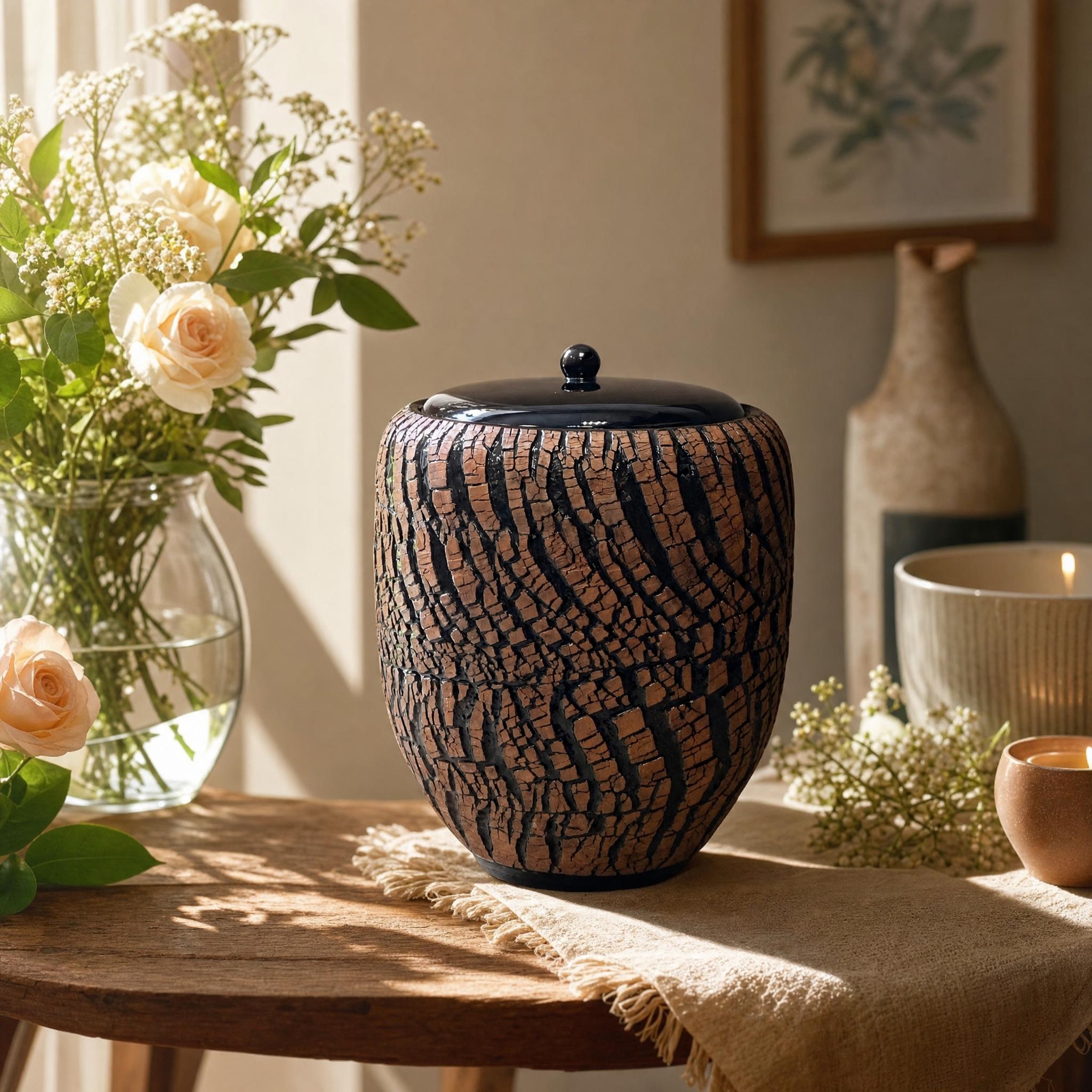Handmade Cramation Urn for Ashes - Pottery wheel urn - Pulvis Art Urns