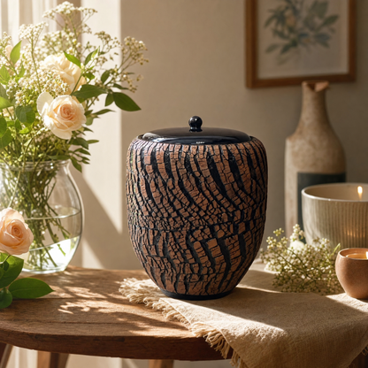 Handmade Cramation Urn for Ashes - Pottery wheel urn - Pulvis Art Urns