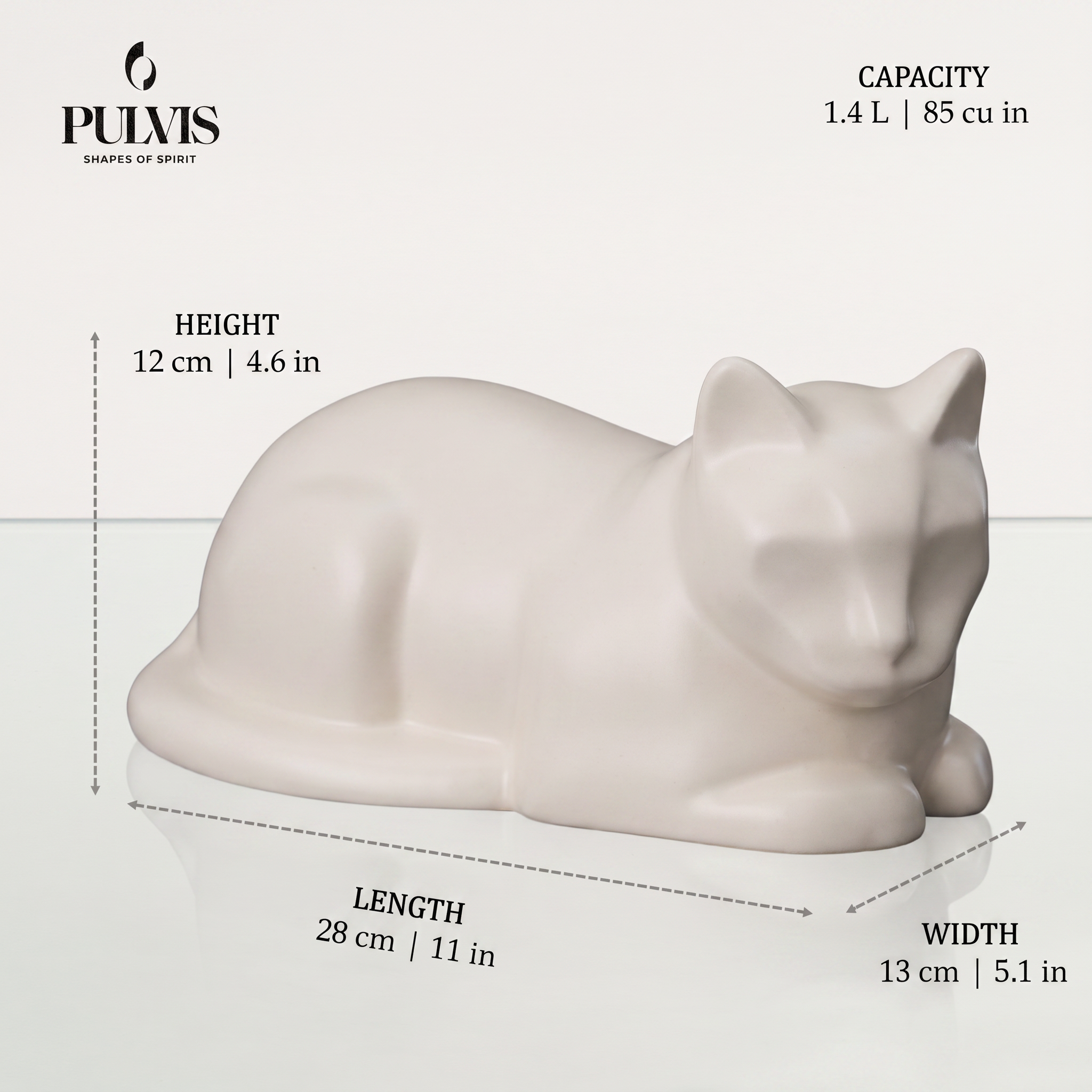 Hand Decorated Cat Urn for Ashes "Feathers" - Ceramic | Handmade Pet Urn - Pulvis Art Urns