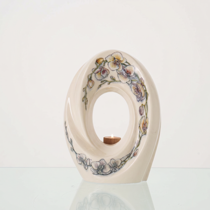 Handmade Decorated Urn "The Passage - Orchids" - Large Ceramic Urn for Human Ashes | Ceramic - Pulvis Art Urns