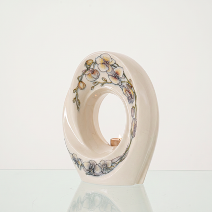 Handmade Decorated Urn "The Passage - Orchids" - Large Ceramic Urn for Human Ashes | Ceramic - Pulvis Art Urns