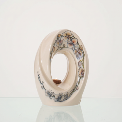 Handmade Decorated Urn "The Passage - Orchids" - Large Ceramic Urn for Human Ashes | Ceramic - Pulvis Art Urns