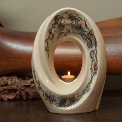 Handmade Decorated Urn "The Passage - Orchids" - Large Ceramic Urn for Human Ashes | Ceramic - Pulvis Art Urns