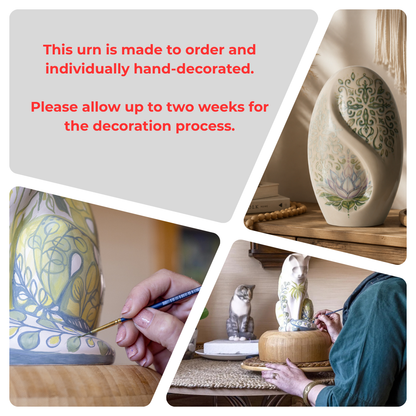 Handmade Decorated Urn "The Passage - Orchids" - Medium | Ceramic - Pulvis Art Urns