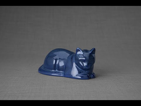 Mini Laying Cat Cremation Urn - Dark Matte| Ceramic