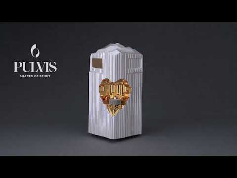 Cremation Candle Urn for Ashes "Heart" - Large | Pearly White | Ceramic