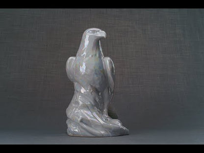 Aquilae Military Memorial For Cremation Ashes Aquilae Handmade Urn For Cremation Ashes - Large | Pearl White | Ceramic / Military Eagle Urn / Veteran Urn