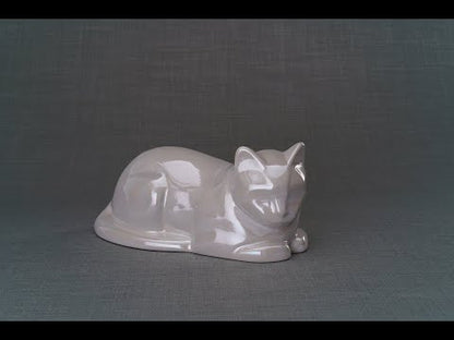 Cat Cremation Urn for Ashes - Rainbow White | Ceramic | Handmade