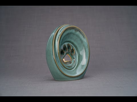 Products Paw Pet Urn for Ashes - Oily Green Melange | Ceramic | Handmade