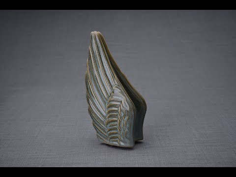 Wings Handmade Cremation Keepsake Urn for Ashes, color Oily Green Melange-Pulvis Art Urns