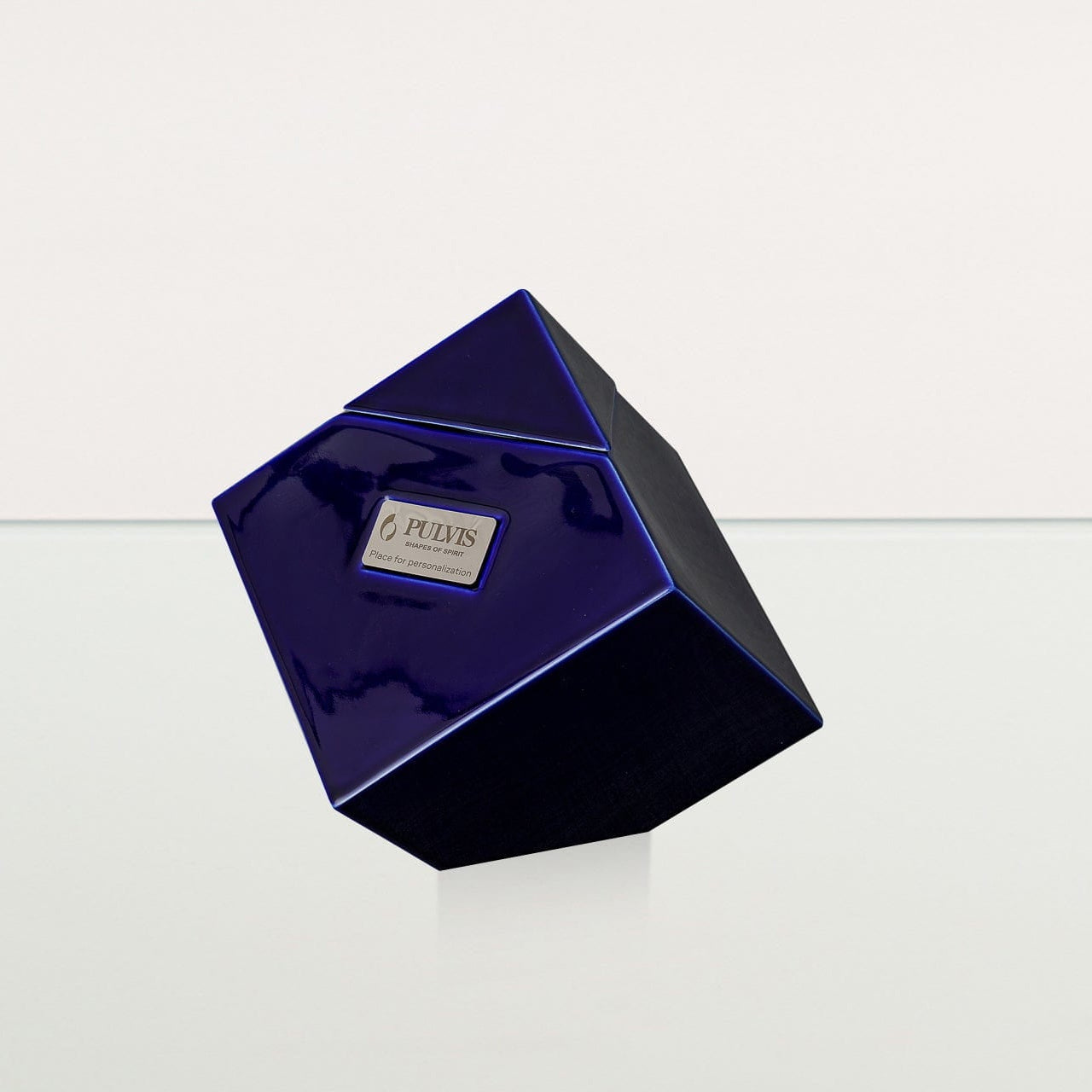 Abstract Cremation Urn for Ashes - Large | Cobalt Metallic | Ceramic Urn - Pulvis Art Urns