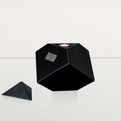 Abstract Cube Cremation Urn for Ashes - Large | Lamp Black | Ceramic Urn - Pulvis Art Urns