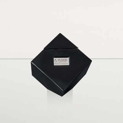 Abstract Cube Cremation Urn for Ashes - Large | Lamp Black | Ceramic Urn - Pulvis Art Urns