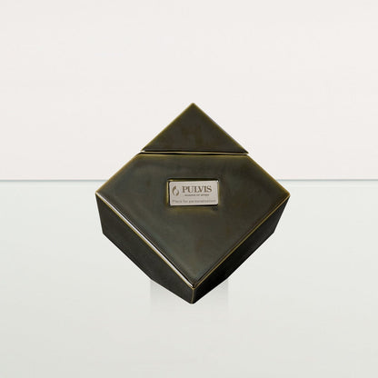 Abstract Handmade Cremation Urn for Ashes - Large | Oily Green | Ceramic Urn - Pulvis Art Urns