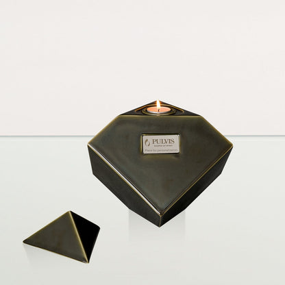Abstract Handmade Cremation Urn for Ashes - Large | Oily Green | Ceramic Urn - Pulvis Art Urns