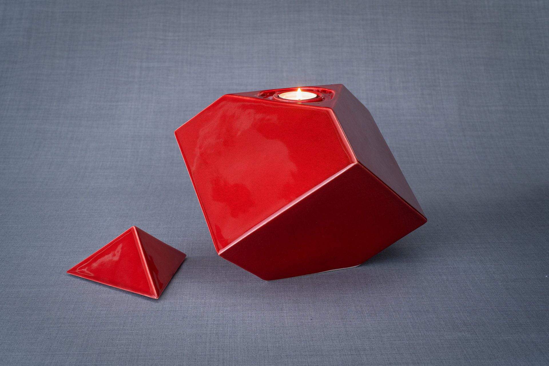 Abstract Handmade Cremation Urn for Ashes - Large | Red | Ceramic - Pulvis Art Urns