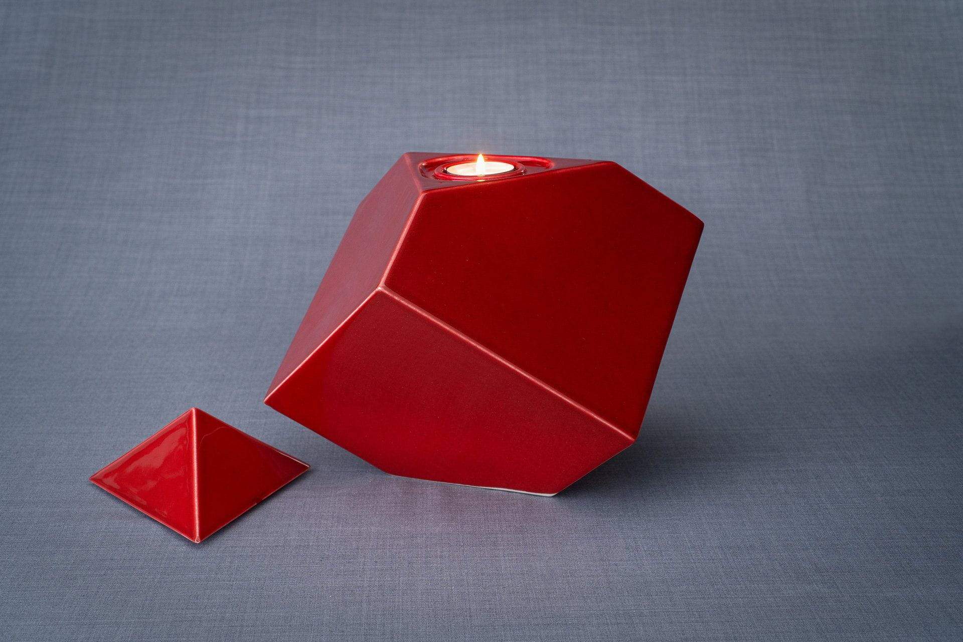 Abstract Handmade Cremation Urn for Ashes - Large | Red | Ceramic - Pulvis Art Urns