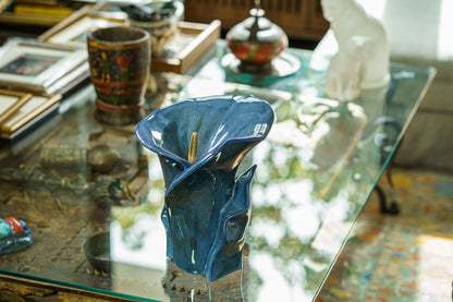 Calla Flower Memorial Urn for Ashes - Medium Urn | Blue Melange - Pulvis Art Urns