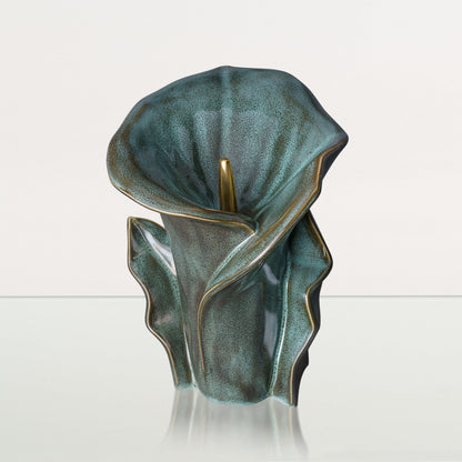 Calla Flower Memorial Urn for Ashes - Medium Urn | Oily Green Melange - Pulvis Art Urns
