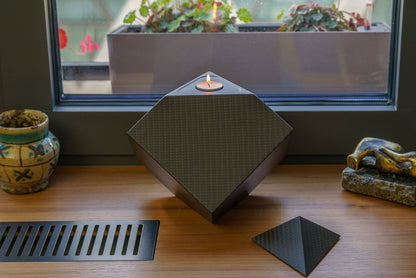 Carbon Fiber Cremation Urn "Abstract" - Twill Weave Carbon | Black Urn - Pulvis Art Urns