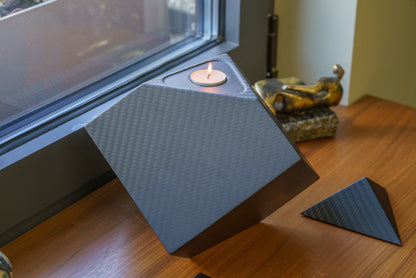 Carbon Fiber Cremation Urn "Abstract" - Twill Weave Carbon | Black Urn - Pulvis Art Urns
