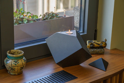 Carbon Fiber Cremation Urn "Abstract" - Twill Weave Carbon | Black Urn - Pulvis Art Urns