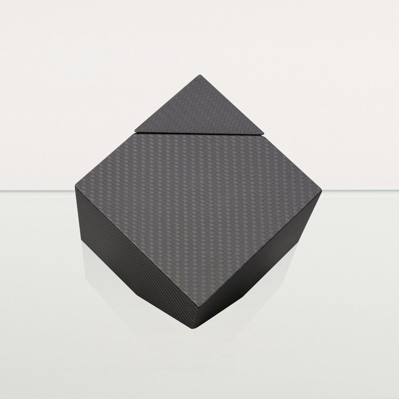 Carbon Fiber Cremation Urn "Abstract" - Twill Weave Carbon | Black Urn - Pulvis Art Urns
