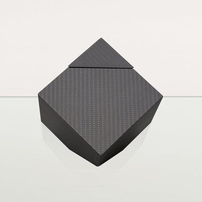 Carbon Fiber Cremation Urn "Abstract" - Twill Weave Carbon | Black Urn - Pulvis Art Urns