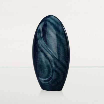 Carbon Fiber Cremation Urn "Eternity" - Twill Weave Carbon | Blue Urn - Pulvis Art Urns