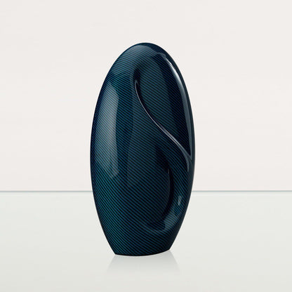 Carbon Fiber Cremation Urn "Eternity" - Twill Weave Carbon | Blue Urn - Pulvis Art Urns