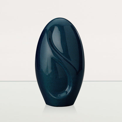 Carbon Fiber Cremation Urn "Eternity" - Twill Weave Carbon | Blue Urn - Pulvis Art Urns